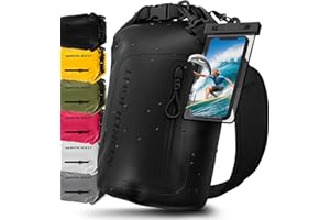 Nordlight Bolsa Estanca Impermeable + Funda para Móvil, Cierre Enrollable, Correa para Hombro | Drybag Mochila Impermeable Saco Estanco Bolsa de Transporte Náutica | Playa Sup - Negro, 10 litros