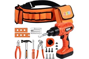 JOYIN Kids Tool Kit 19 Pcs Role Play Construction Toy Set with Tool Belt,Electric Drill Toy,Construction Tool Accessories,Tool Kit Toys,Christmas Birthday Gifts for Boys Age 3 4 5 6 7
