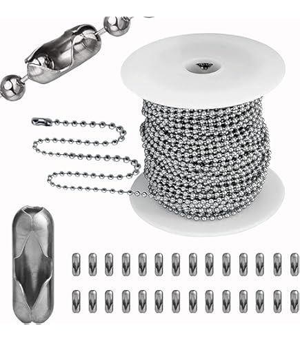 Arcjunys Colourful Ball Chain Stainless Steel Ball Chain Ball Chains with Connectors Stainless Steel Beads Roller Chain for DIY Jewellery Making Tags Chain Key Chain Pack of 100