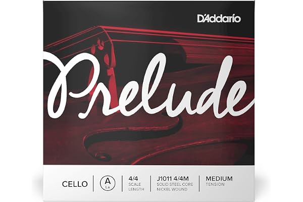D'Addario Bowed Corde seule (La) pour violoncelle D'Addario Prelude, manche 4/4, tension Medium J1011 4/4M Rouge