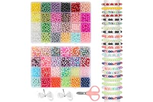 YSWOVUO 2400 Pièces 48 Couleur Perles pour Bracelet, 6mm Rond Perles pour Bijoux, Kit Perles Bracelet pour Fabrication de Boucles D'oreilles Bracelets Colliers, Creation Bijoux pour Adulte et Enfant