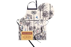 Maison d' Hermine Schürze, 100% Baumwolle, 1 Stück, verstellbarer Nackenriemen, Schürze mit Mitteltasche und langen Bändern für Damen, Herren, Koch