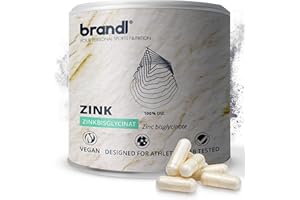 ‎BRANDL Zink Kapseln mit 25mg Zink hochdosiert aus Zink Bisglycinat | Zink Tabletten mit hoher Bioverfügbarkeit für Sportler by brandl® | XL 120 Stk.