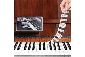 Piano Key Stickers Note Labels, Azymi Removable Keyboard Note Guide for Beginner for 88/76/61/54/49/37 Keys Reusable Silicone Strips Multi-Color Larger Bold Letter for Kids