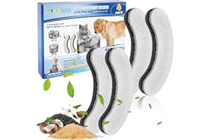 MyfatBOSS Hunde Wasserfilter Ersatz für DF10 DF30, Haustier Brunnen Filter für Hund Katze, 4 Pack, 1.3 Gallonen, Weiß/Opulenter Garten