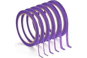 6 rullar lila vinylkarosseritejp för exakt maskering, tunn linjetejp 3/5/7 mm x 20 m, 3 bredder, självhäftande för bil, skola, kontor och gör-det-själv-projekt