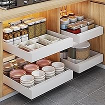 Cassetto Estraibile Per Cucina E Bagno - Organizzatore Espandibile Senza Foratura, Bianco, 32-52x42x7 Cm - Foto 12