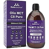 Olio C8 MCT Premium | aumenta i chetoni 4 volte rispetto ad altri MCT | Trigliceridi Acidi Caprilici Puri | Glutine e Vegano 