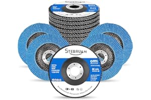 STEBRUAM 12 Stück 115 mm Fächerscheiben Fächerschleifscheibe Lamellenscheiben Schleifscheiben Schleifmopteller Körnung 80 für Akku Winkelschleifer GWS BTI Edelstahl Metall und Holz(Blau)