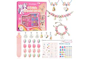 BUNNY BUBBLES Girls Nail Varnish Sets Kids Kids Makeup Sets for Girls Age 4-12 Jewelry Beads Toy Set, gIrls Make Up Set Makeup Charms Set, Craft Kits For Kids Birthday Gift Kids Toys Bracelet Making Kit Pink