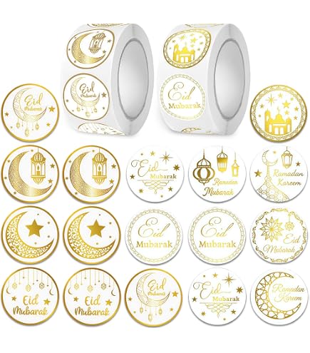 500 Autocollants Ramadan Eid Mubarak 2,5cm - 8 Styles Pour Cadeaux Et Décorations Festives