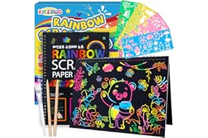 RICEDUO Scratch Art Paper Kit 2 Pack Magic Rainbow Scratch Off Art Notebook DIY Crafts for Kids Ages 3-12 Girls Boys Birthday Christmas Party Favor Games Easter Basket Stuffers DIY Activity Supplies