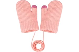 Becellen Bebé Guantes con Cuerda, Invierno Protección Fría Manoplas Punto Gruesos Colorful Cálidos Guantes Bebé Forro Polar Elásticas Manoplas para 0-3 Años Niños Niñas