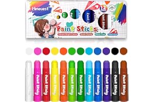 Hmeuest Paint Sticks for Kids, 12 Pack Vibrant Colours, Quick Drying, No Mess, Easy Clean Up, Multi-Surface, Perfect for Gift & Art Project for Children
