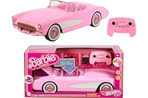 Hot Wheels Ferngesteuertes Auto, R/C Barbie Corvette - ferngesteuertes Fahrzeug, 1956 Corvette Stingray, 2,4 GHz Frequenz, bis zu 8 km/h, Platz für 2 Barbie-Puppen, HPW40