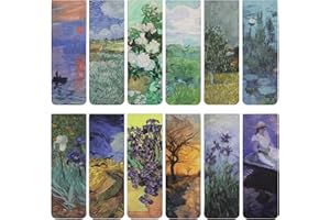 Simpeak 12 Pezzi Segnalibri Magnetici, Incoraggianti Segnalibri con Clip di Pagina, Segnalibro Magnetico con Dipinti di Fama Mondiale per Studenti, Lettura, Insegnanti, Ufficio a Casa, Scuola, Pittura