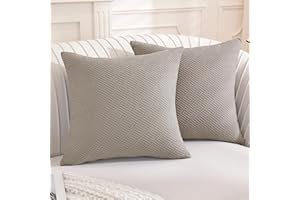 YSTELLAA Funda Cojin 45x45 (Juego De 2), Fundas Cojines Decorativas Geometría, Funda De Almohada Cremallera Invisible, Suaves Y Lavables, para Habitación Dormitorio Salón, Caqui