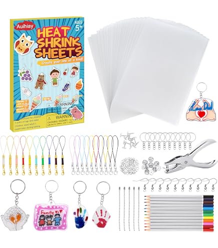 Kit 75 Pièces Plastique Fou (Shrinky Dinks) - 24 Formes Animaux Forestiers, 24 Cartes Apprentissage, Chaînes - Activité Enfant Créative