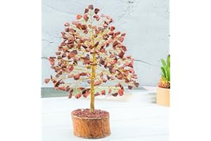 CROCON Red Jasper Chakra Tree of Life - Crystal Tree for Positive Energy, Feng Shui Decor - Handmade Gemstone Tree, Red Healing Crystals, Good Luck Money Bonsai, Meditation Stone, Spiritual Mystical Gift