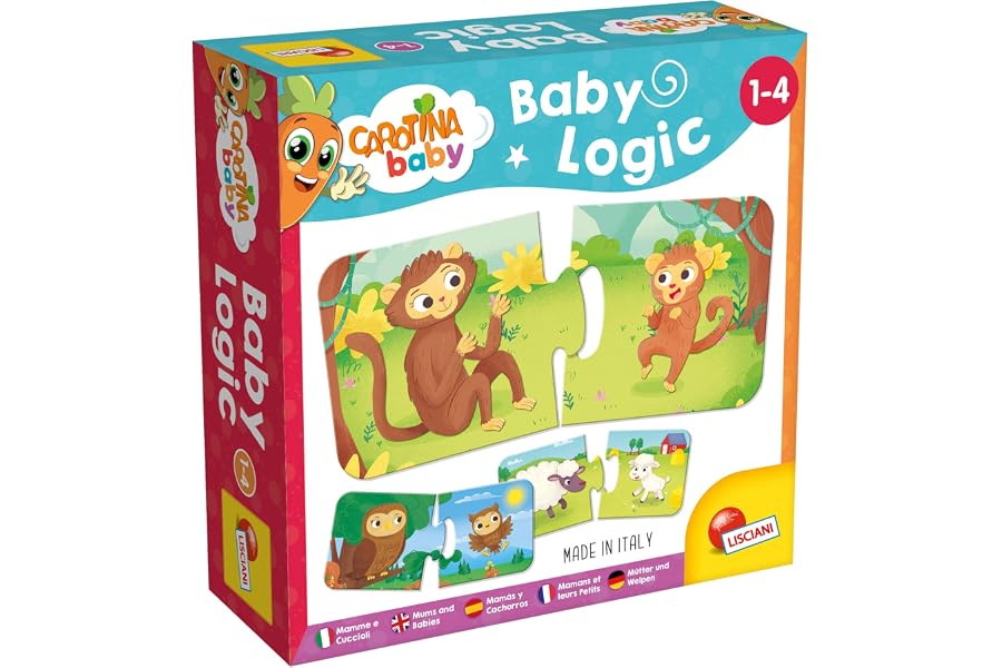 Lisciani - Lógica Bebé - Mamás y Sus Pequeños - Juego de Sociedad Educativo - Juego de Lógica y Reflexión - 12 Rompecabezas d