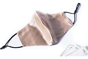 Habac Studio - NUDE - 100% Mulberry Silk Face Mask, Face Masks Washable UK, Reusable Face Mask, Mens Face Mask, Silk Mask, Masks for Women, 4 Layers Pocket Filter 3x FREE PM 2.5 Filters