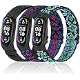 Enkic Elastic Adjustable Watch Straps - Compatible with Xiaomi Mi Band 7/6/5 - Stretchy Nylon Loop Replacement Sport Wristband for Women & Men