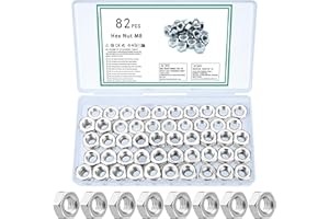 TOOINKCV 82 Pezzi M8 Dadi Esagonali, Set di Dadi di Bloccaggio, Assortimento di Dado Autobloccanti, Metrici Dado di Fissaggio Controdado per Bulloni e Viti