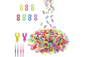RNBEVANSANNE 1000 Pcs S Clips Rubber Band Clips, Colourful Loom Band S Clips Plastic Band Clips Connectors Refills Bracelet Kit Clip for Craft Making DIY Bracelet Connector Weaving Necklace Jewelry Accessories