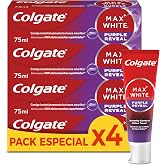 Colgate Max White Purple Reveal Toothpaste 4x75ml | Corrects Yellow Tones Instantly