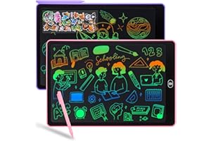 Duemste 2 Pack LCD Writing Tablet 15 inch,LCD Writing Tablet for Kids with Lockable Erase Button,Screen Doodle Pad Drawing Board Learning Educational Toy for 2 3 4 5 6 Year Old Boys Girls,Pink+Purple