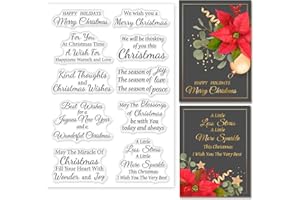 ORIGACH Merry Christmas Sentiments Words Clear Stamps for Card Making Christmas Positive Motional Verses Phrase Transparent Silicone Stamps for DIY Holiday Scrapbooking Journal and Album Decorative