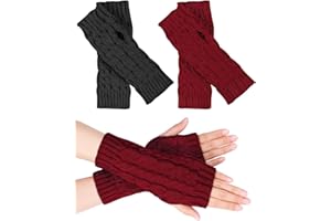 MELLIEX 2 Paia di Guanti Senza Dita Scaldapolsi In Cashmere Guanti Termici