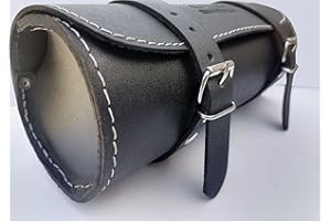 MOTOSKY Motorcycle Tool Bag Motorbike 100% Genuine Leather Tool ROLL Saddle Bag Tool Pouch ROLL Barrel Bag for Harley Davidson (Black)