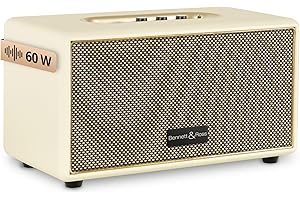 Bennett & Ross BB-860CW Blackmore Retro Bluetooth Speaker in Leather Look - 60 W Stereo Speaker with Bass - USB Port - Wired Vintage Box - 3.5 mm Jack Aux Connection - Cream White
