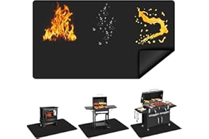 Richhakka Große Grillmatte für Gasgrill 180x100CM, Doppelseitige Feuerfeste Unterlage, Teppich Klein Schützt Terrasse vor Fettspritzern, Outdoor BBQ Bodenmatte