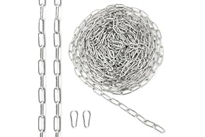Ziamzra Chaine Acier Inoxydable 304 Chainette 10 M 2 mm Chaine Acier Metal Chaine Maillon Chaine Antivol Chaines Attache pour Chaine Chien Hamac Clôture Chaine de Levage Chaine Antivol Chaine Pluie