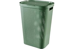 Curver Laundry Basket, 60 L, 43.7 x 35.1 x 60.2 cm, Recycled Plastic, Infinity Green