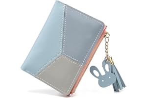 CHAOFANXI Portafoglio Donna in Pelle Sintetica Liscia eMorbida, Piccolo e Corto, in Bellissimi Colori con Cerniera ,Blu