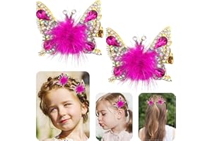 Bekecidi Schmetterlings-Haarspangen mit flatternden Flügeln, Plüsch-Schmetterlingsspange, rutschfeste Haarschleifenklammern, 2 Stück, Haarnadeln (dark pink)