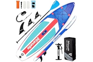 Baudelio Paddle Board, Inflatable Stand UP Paddle Board, 11’x 34”x 6” Paddle Board with Backpack, Hand Pump, Storage Bag, Phone Case, Ultra-Light Paddle Board for Adults