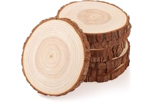 Fuyit Dischi Legno Senza Buco Diametro 13-14cm 8 Pz Naturale da Decorare Natale Fai da Te Segnaposto Adatti per Pirografo, Intagliare, Disegnare