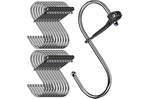 Sopito S Hooks, 20pcs S Shaped Hooks for Hanging with Safety Buckle, Heavy Duty Metal for Kitchen, Bathroom, Outdoor, Garden, Office, Black
