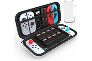 HEYSTOP Custodia Switch OLED/Custodia Switch, Custodia da Trasporto per Nintendo Switch OLED Modello con 8 Cartucce Custodia per Nintendo Switch OLED Console e Accessori, Bianca