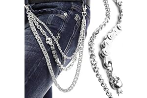 MEIANJU Gothic Punk Chain Belt​​ - Adjustable 60-80cm Stainless Steel ​​Wallet & Jean Chains​​ with Detachable Keychain, ​​Emo Accessories​​ for Dancers & Gothic Fashion, ​​Belt Chain​​ Design ​​Gothic Gifts​