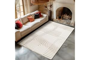 Carpetsale24 Alfombra de Salón 160x230 cm Crema de Pelo Largo Diseño Bohemio escandinavo Efecto Relieve Shaggy Suave Acolchada Resistente Fácil de Limpiar Moderna para Mesa de Centro