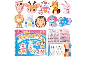 Funtopia Kids Sewing Kit, Craft Kits for Kids Ages 5-12 with 10 Stuffed Felt Animals Dolls and Keyring Charms, Arts and Crafts for Kid Children My First Sewing Toys for DIY Crafts, Family Activities