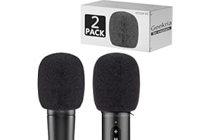 GEEKRIA for Creators Foam Windscreen Compatible with Shure SM57-LCE, PGA81-LC Microphone Antipop Windshield, Mic Wind Cover, Sponge Foam Filter (Black / 2 Pack)