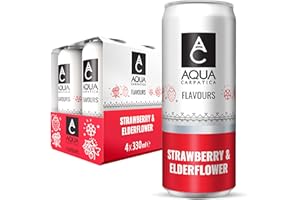 AQUA Carpatica Sparkling Flavours Strawberry & Elderflower 330ml x 4 - Natural Fruit Juice Infused Sparkling Water, No Added Sugar, Naturally Alkaline, Sweetened with Agave Syrup, Rich in Minerals
