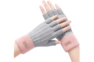 Fullogo Fingerless Gloves for Women - Warm Winter Gloves Knit Gloves with Touchscreen Fingers