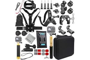 Gurmoir Kit di accessori per Gopro 13/12/11/Max 2/DJI Osmo Action 6/5 pro/4/Insta 360 X5/X4 e più fotocamera d'azione, Supporto bici per manubrio/Supporto per casco Kit per Gopro/Insta 360 (DT18)
